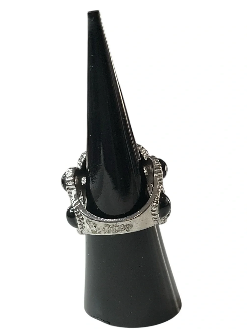 Black Crystal Cluster Cocktail Ring - Unbranded
